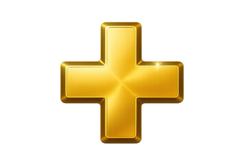 Obraz premium Golden plus sign, adding a touch of elegance and sophistication to any project with its gleaming metallic finish and transparent background