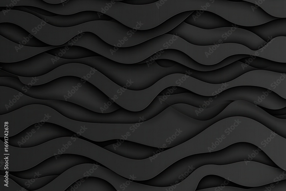 Poster a minimalist abstract design featuring flowing black waves, creating a sense of depth and texture.