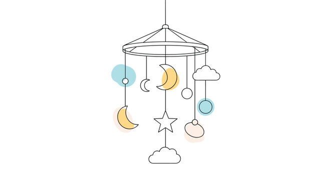 Dreamy baby mobile with moons, stars, and clouds for nursery decor projects and kids designs