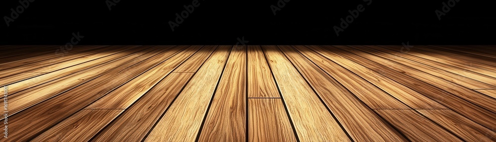 Poster a wooden floor with distinct grain patterns and textures, illuminated in a way that highlights its n