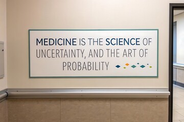 Inspirational medical quote signage on wall medicine is the science of uncertainty