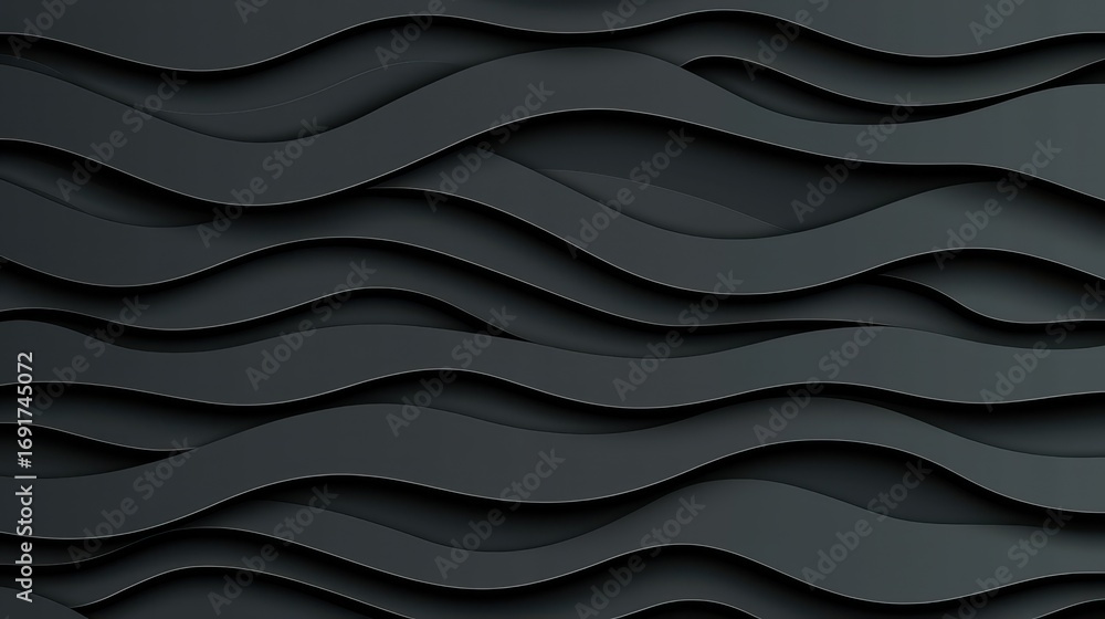 Poster a textured background featuring wavy, layered black shapes creating a fluid and modern design.