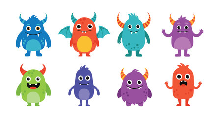 Fototapeta premium Adorable colorful monster character collection for children's designs and playful animations
