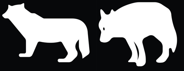Art & IllustrationWolf icon set.Wolf silhouette icon set. Howling predator sign. Wild canine animal symbol. Vector illustration.A sleek of wolf standing, captured against a clean.Wolf standing, in bla