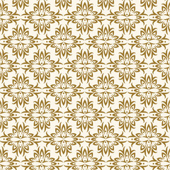 Golden floral batik pattern on a white background