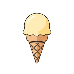 Cartoon Vanilla Ice Cream Cone with Waffle Pattern