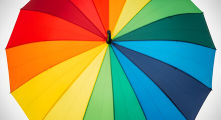 Vibrant Rainbow Umbrella Seen from a Top View Perspective, Colorful and Cheerful Design