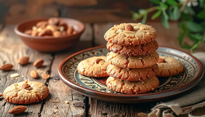 Ghriba Cracked Almond Cookies on Moroccan Plate