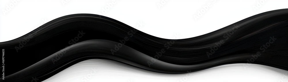 Poster a dynamic black wave design on a white background, showcasing smooth curves and elegant lines.