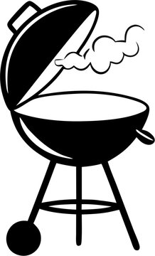 black barbecue grill with smoke clip art preview