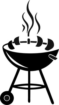 black barbecue grill cooking skewers clip art preview