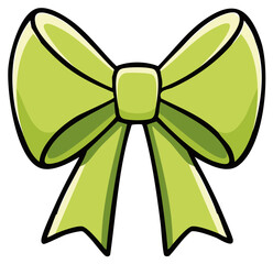 Simple light green ribbon bow cartoon illustration for gift wrapping decoration