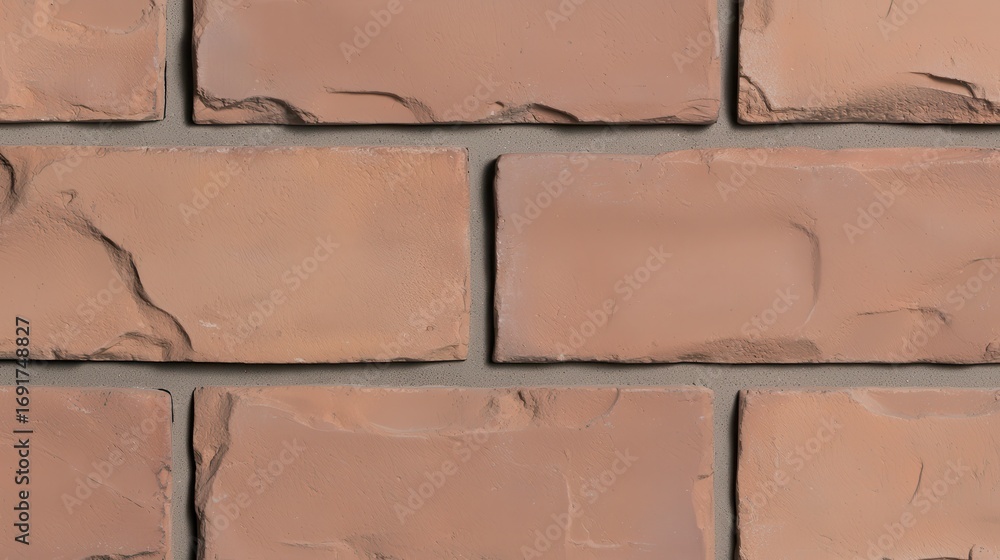 Poster a close-up view of textured, reddish-brown bricks arranged in a neat pattern, showcasing their surfa