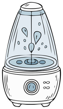 Air Humidifier Illustration with Water Droplets for Healthy Air Quality