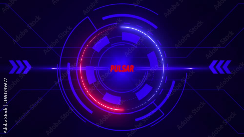 Poster pulsar digital h u d interface with neon glow and futuristic data streams abstract background video