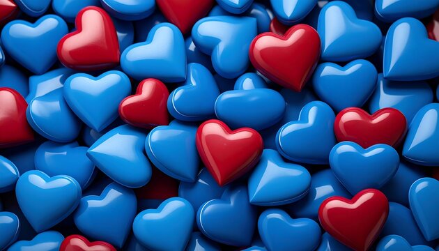 Fototapeta Red and blue hearts background