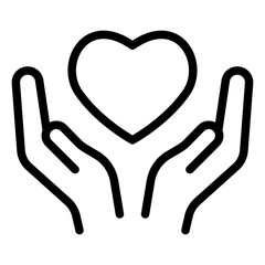 Fototapeta premium Hands Holding Heart (Care Support) Line Icon of Child Development Icon Set