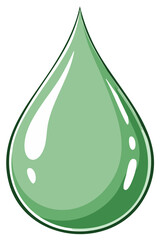 Single light green drop illustration with dark green outline and bright reflection spots