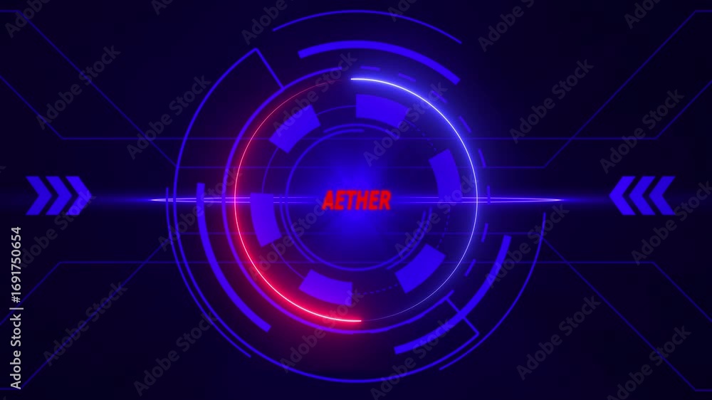 Poster futuristic h u d interface aether digital network connection sci fi technology background neon glow 
