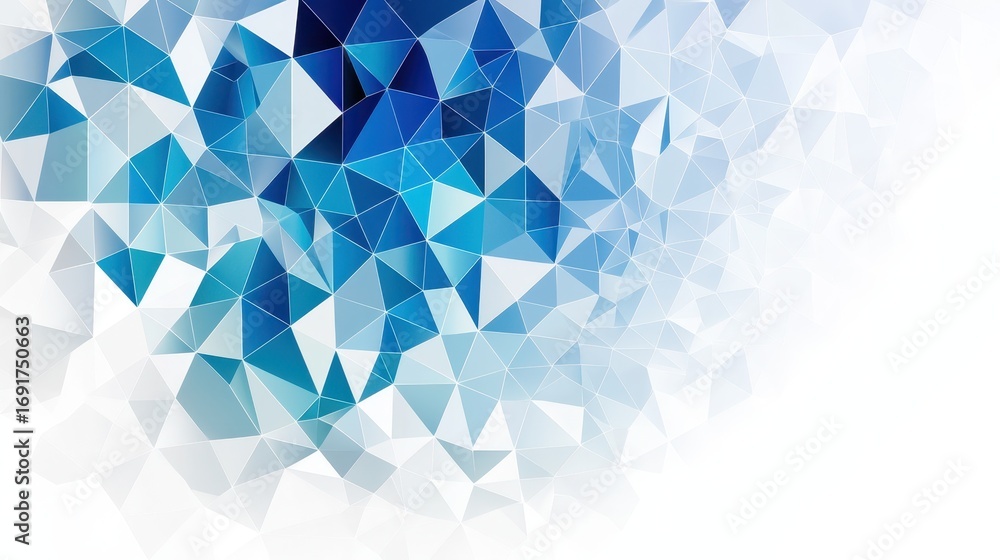 Poster a vibrant abstract design featuring various shades of blue in a geometric pattern, creating a modern