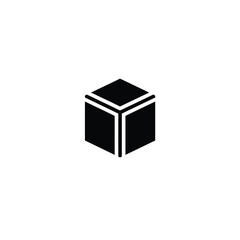 Black cube icon white geometric