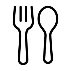 Fork and Spoon Line Icon of Diet and Nutrition Icon Set
