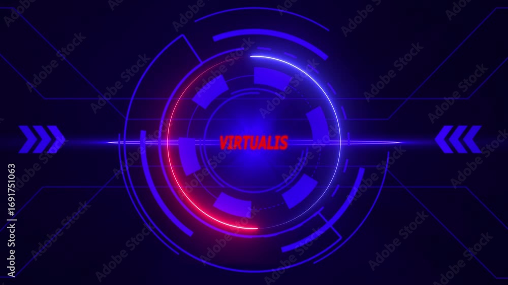 Poster futuristic digital h u d interface v i r t u a l i s neon glow abstract technology background motion