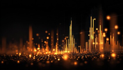 Abstract graphic design with glowing gold bars