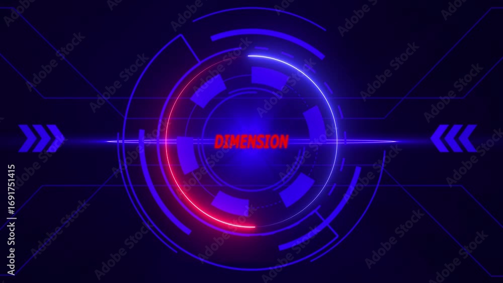 Poster futuristic dimension h u d interface neon glow abstract technology background digital network connec