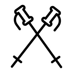 Trekking Poles Line Icon of Hiking and Trekking Icon Set