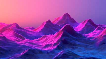 A stylized representation of mountain ranges in vibrant neon colors