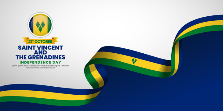 saint vincent and the grenadines independence day banner background design with waving ribbon flag
