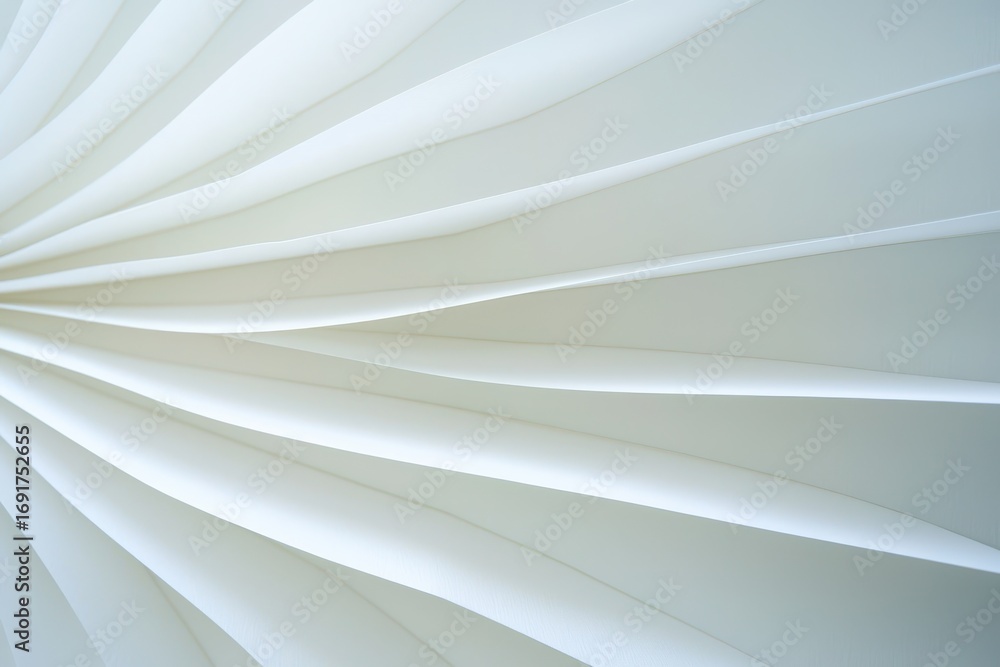 Poster a close-up view of white, layered paper or material, creating a smooth, flowing texture that conveys