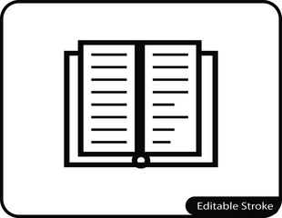 A modern line art icon of an open book, symbolizing reading, study, and learning. Perfect for educational apps, libraries, and book-related content.
