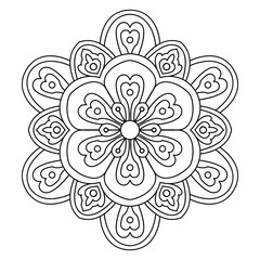Swirling petals motion mandala coloring book page