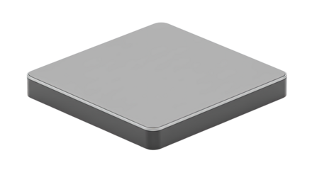 Isometric View of a Light Gray Square Platform with a Dark Gray Base and a Slightly Embossed Edge on Transparent Background