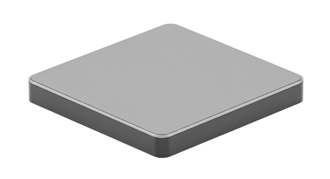 Isometric View of a Light Gray Square Platform with a Dark Gray Base and a Slightly Embossed Edge on Transparent Background