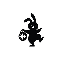 Happy rabbit holding snowflake lantern bunny animal