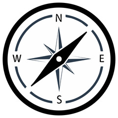 Modern Compass with Cardinal Directions North East South West
