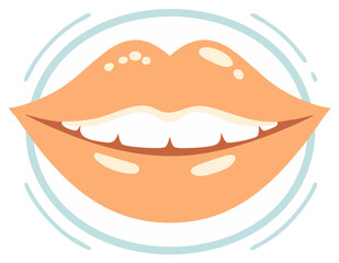 Obraz premium Vector illustration of a beautiful smiling mouth with glossy lips and white teeth