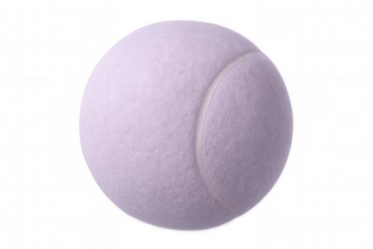 Purple tennis ball spinning, transparent backdrop highlighting textured surface, ideal sports graphic element