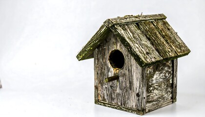 Rustic wooden birdhouse