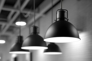 Industrial-style black pendant lights