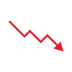 red descending arrow icon on white background