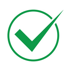 Green check mark icon button for correct choice and approval