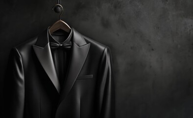 Formal wear, black tuxedo hanging
