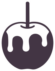Fototapeta premium Stylized Dark Apple with Dripping White Glaze on a Stick Simple and Minimalist