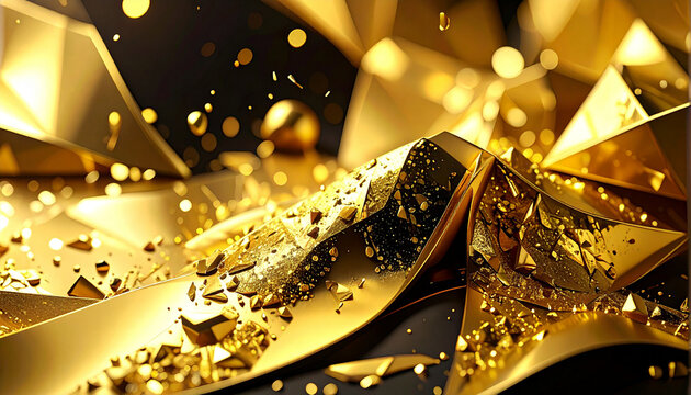 Shiny golden abstract image with shimmering details