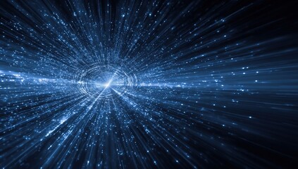 Abstract digital art with light streaks and particles