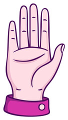 Obraz premium Colorful cartoon illustration of an open hand making a stop or high five gesture
